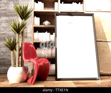 Moderne Zimmer im skandinavischen Stil. 3D-Rendering Stockfoto