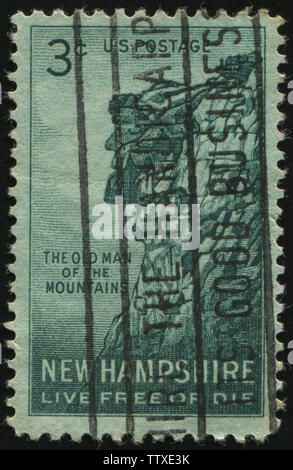 UNITED STATES - ca. 1955: Briefmarke von United States gedruckt, zeigt großen Stein Gesicht, ca. 1955. Stockfoto