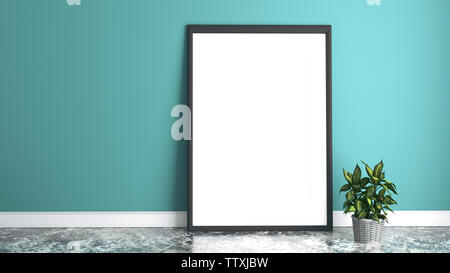 Weiß Bilderrahmen. 3D-Rendering Stockfoto