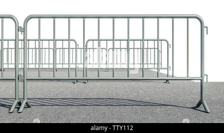 3D-Darstellung der Mobile Security Zaun auf der Straße Stockfoto