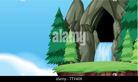 Eine Natur Wasser Höhle Landschaft illustration Stock Vektor