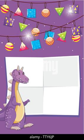 Ein Dinosaurier auf Geburtstag Vorlage Abbildung Stock Vektor