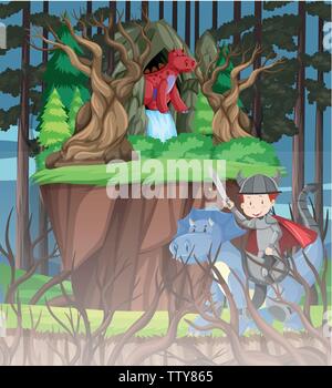 Drache im Wald Abbildung Stock Vektor