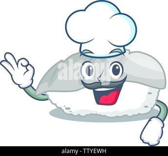 Koch ika Sushi serviert Maskottchen Ort Stock Vektor