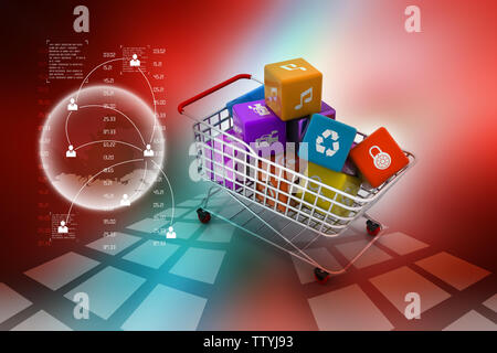 Anwendungssymbol Konzept in Trolley Stockfoto