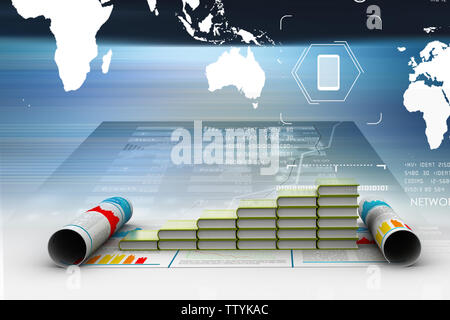 Business graph und die Bücher der Registrieren Stockfoto