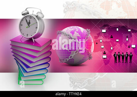 Wecker auf Bücher Stockfoto