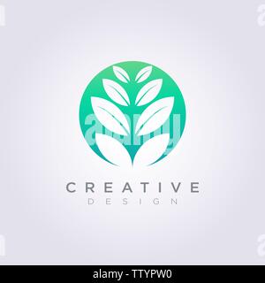 Vektor Logo Design Blatt Kreis Symbol. Stock Vektor