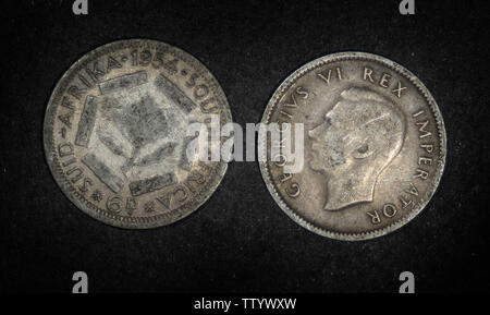 Südafrika 6 Pence, 1954 Stockfoto