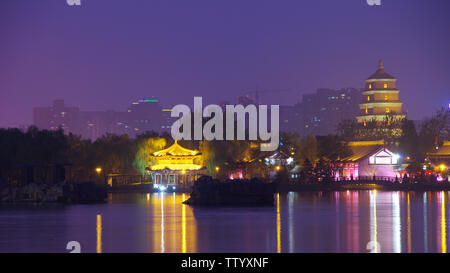 Musik Brunnen der Großen Wildgans-Pagode in Xi'an, Provinz Shaanxi Stockfoto