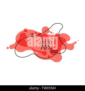 Verkauf fluid Form Banner Design. 70 Aus. Angebot Hintergrund. Vektor Rabatt banner Stock Vektor