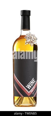 St. Valentines Tag Konzept. Flasche Wein auf weißem isoliert Stockfoto