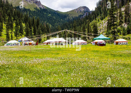 Grand Canyon Landschaft des Baoqian Gar-Tempel, Qinghai Stockfoto