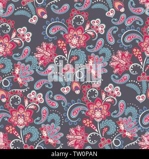 Dichten floralen Ornamenten Hand zeichnen fantasy Blumen Muster. Vektor Stock Vektor