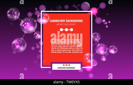 Molekulare wissenschaftliche Banner oder Poster mit 3D-Molekülen für Ihr Design. Vector Illustration. Stock Vektor