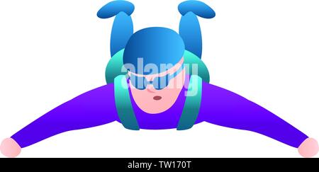 Fallschirmspringer im freien Fall. Cartoon von skydiver freefall Vektor Symbol für Web Design auf weißem Hintergrund Stock Vektor