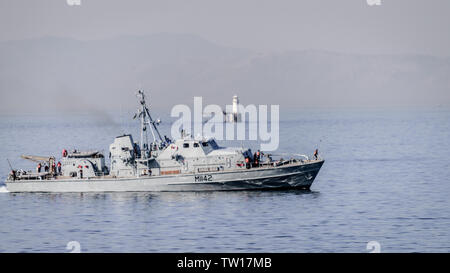 Die Südafrikanische Marine Fluss-Klasse meine Jäger in False Bay in der Nähe von der Marinebasis von Simons Town in Südafrika das Western Cape Stockfoto