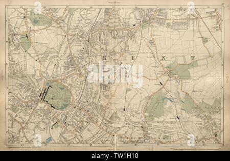 LONDON Penge Sydenham Beckenham Catford Norwood Dulwich Lewisham SPECK 1900 Karte Stockfoto