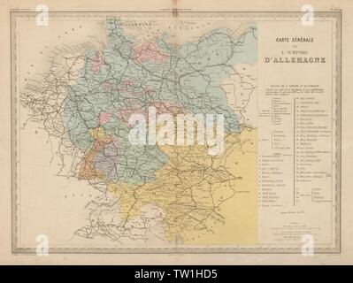 Carte Générale de L'Empire d'Allemagne. Deutschen Reiches. MALTE - Brun c 1871 Karte Stockfoto