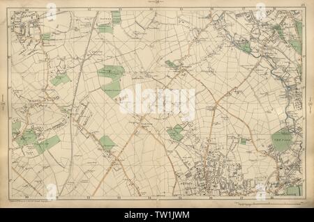 SUTTON Morden Carshalton New Malden Worcester Park Mitcham Cheam SPECK 1900 Karte Stockfoto