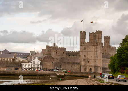 Caernarfon Castle in Wales. Stockfoto