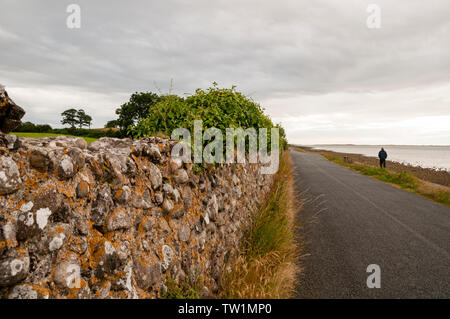 Spaziergang am Ufer in Caernarfon, Wales. Stockfoto