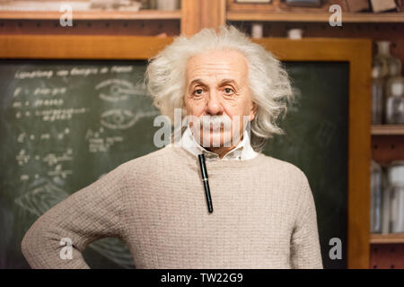 ISTANBUL, Türkei - 16. MÄRZ 2017: Albert Einstein Wachsfigur bei Madame Tussauds Museum in Istanbul. Stockfoto