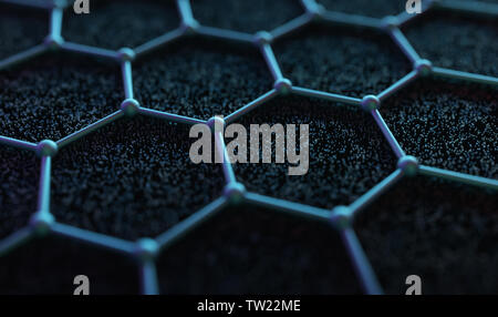 3D-Hintergrund. Konzeptionelle abstraktes Bild mit hexagonale Struktur Verbindung. Graphen Konzept. Stockfoto