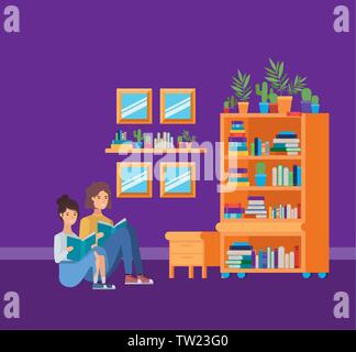 Mädchen und Jungen im Arbeitszimmer design Stock Vektor