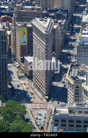 Die ikonischen Flatiron Building vom Empire State Building, New York City, New York, USA Stockfoto