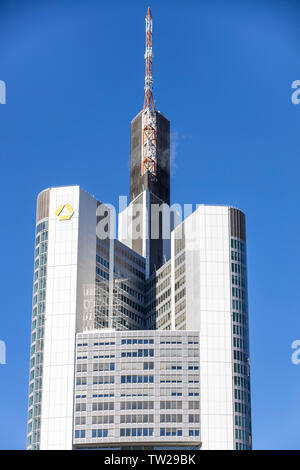 Skyline von Frankfurt am Main, Commerzbank Wolkenkratzer, Stockfoto