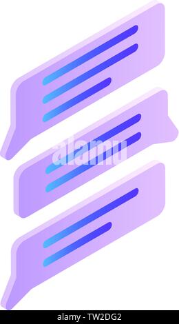 Chat Symbol Text, isometrische Stil Stock Vektor