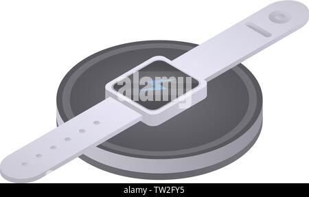 Drahtlose aufladen smartwatch Symbol, isometrische Stil Stock Vektor
