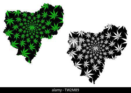 Smolensk (Russland, Subjekte der Russischen Föderation, die oblaste Russlands) Karte cannabis Blatt grün und schwarz ausgelegt ist, Smolensk Karte mad Stock Vektor