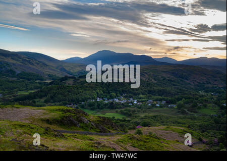 Dämmerung entlang Eskdale von Muncaster fiel, Lake District, Cumbria, England Stockfoto