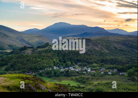 Dämmerung entlang Eskdale von Muncaster fiel, Lake District, Cumbria, England Stockfoto