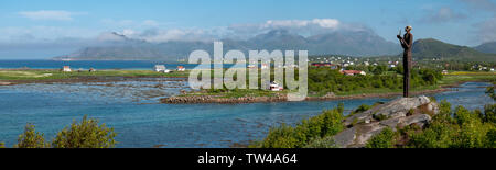 Statue Der Mann aus dem Meer, Bo Village, Vesteralen Inseln, Norwegen. Stockfoto
