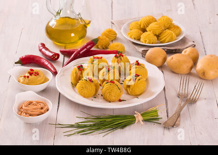 Herzogin Kartoffeln Sandwiches. Stockfoto