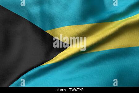 3D-Darstellung der Bahamas Flagge Stockfoto