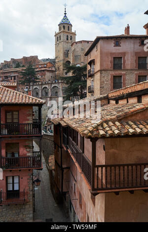 Straßen der Stadt Teruel albarracin am Nachmittag Stockfoto