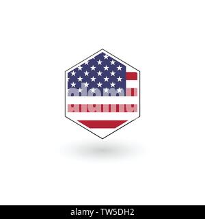 USA-Flagge Sechskant flach Symbol, Vector Illustration auf weißem Hintergrund. Stock Vektor