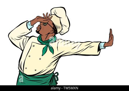 Afrikanische Koch Koch, Geste der Verweigerung keine Schande. Stock Vektor