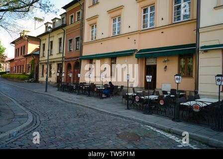 Ein Café im Freien im jüdischen Viertel in Krakau, Polen Stockfoto