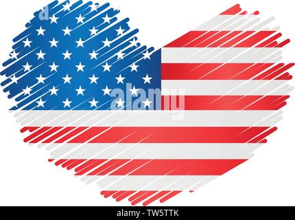 Amerikanische Flagge der Vereinigten Staaten von Amerika Herz Vektor Stock Vektor