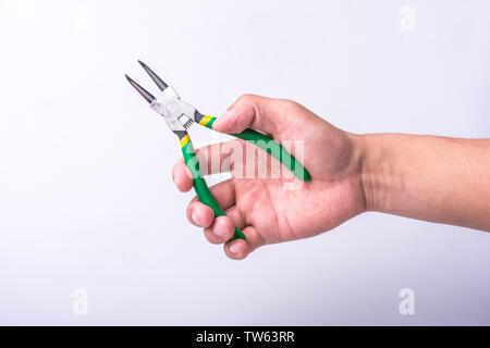 Vintage Zange in der Hand des Menschen Stockfoto