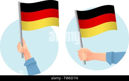 Deutschland Fahne in der Hand. Patriotischen Hintergrund. Nationalflagge von Deutschland Vector Illustration Stock Vektor