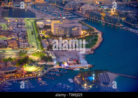 Luftaufnahme von Marina, Abu Dhabi, Vereinigte Arabische Emirate Stockfoto