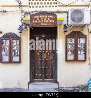 Stone Town, Zanzibar-February 28, 2019: Freddie Mercury Hausfassade Stockfoto