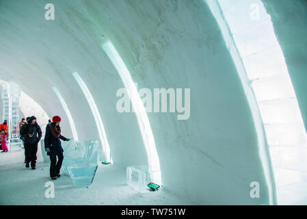 Innenraum der Ice Hotel in Quebec Stockfoto