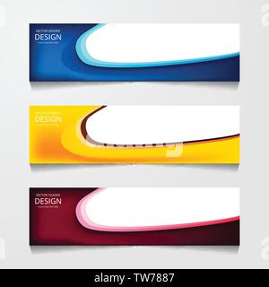 Abstrakte design Banner, Web Template mit drei verschiedenen Farben, Layout header Templates, moderne Vector Illustration Stock Vektor